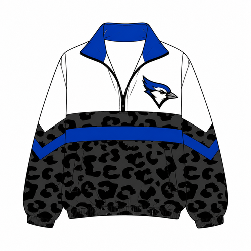 Black Leopard Windbreaker - Bluejays